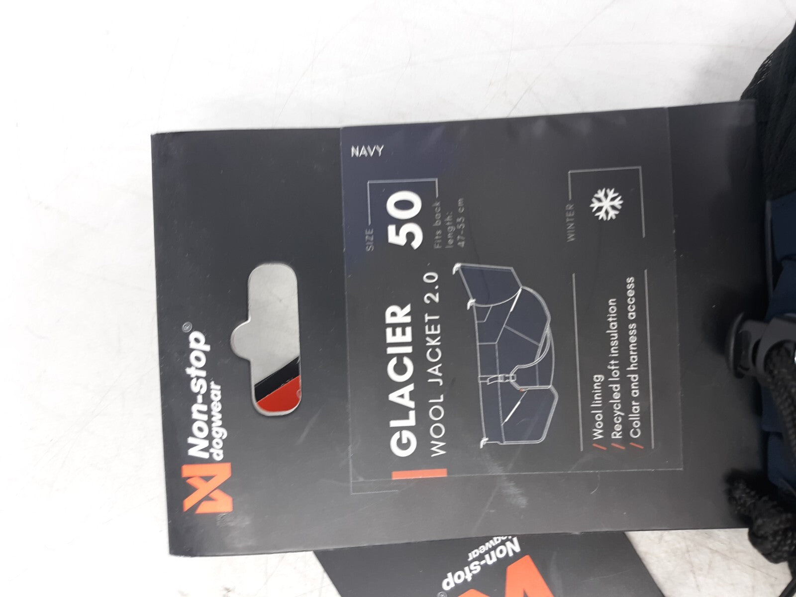 Non-Stop Dogwear Glacier Wool Jacket 2.0 Size 50 Navy Insulated Winter Dog Coat