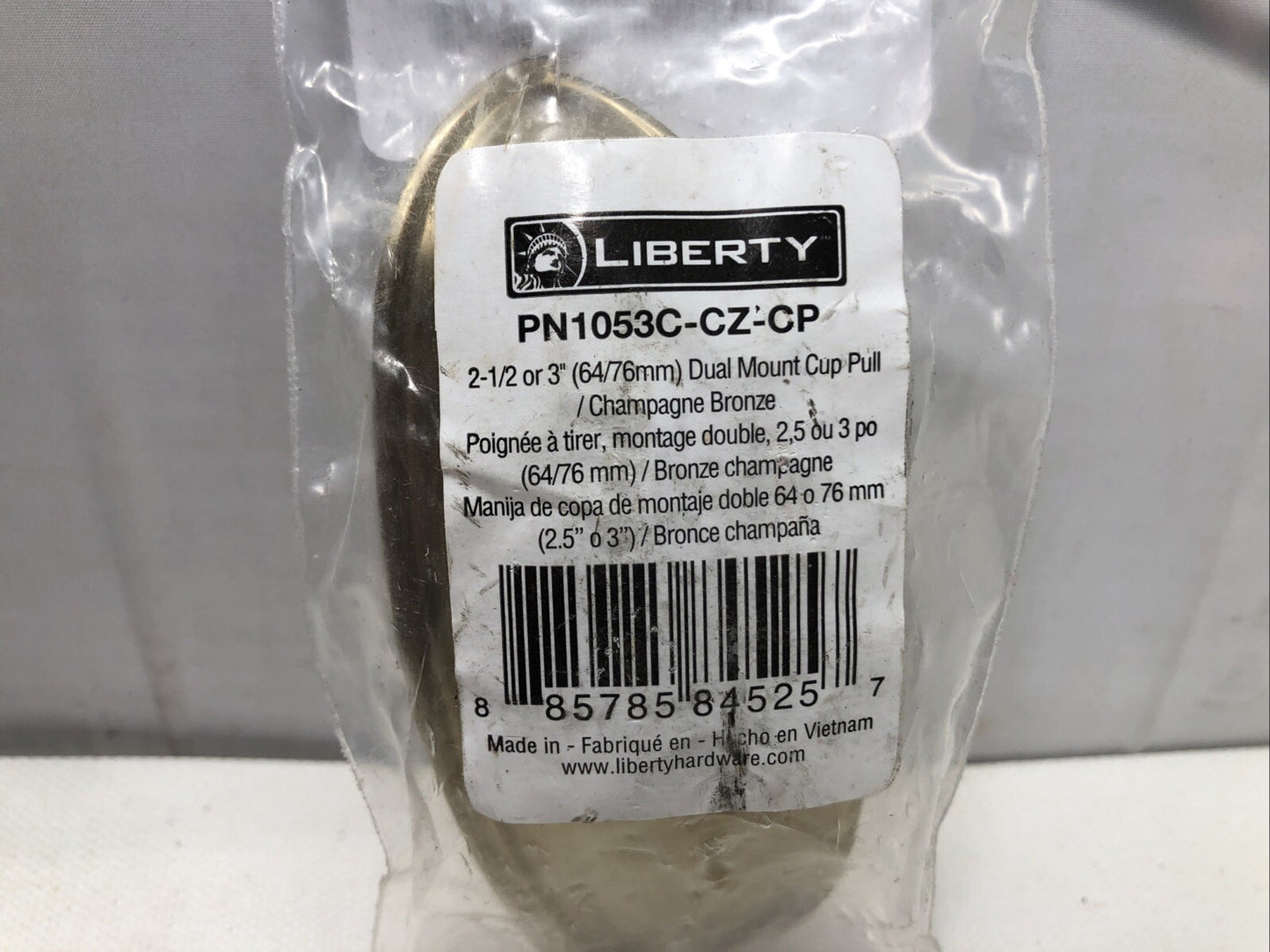 Liberty Dual Mount Cup Drawer Pull Champagne Bronze 3" PN1053C-CZ-CP