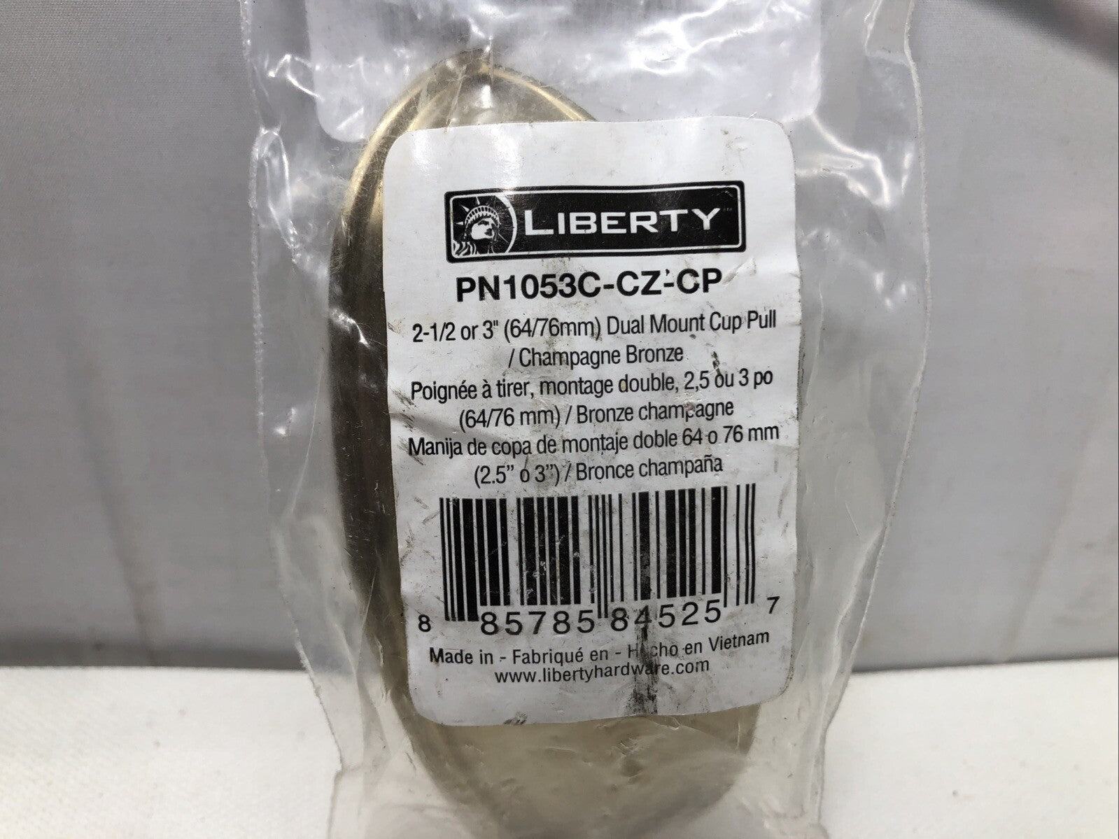 Liberty Dual Mount Cup Drawer Pull Champagne Bronze 3" PN1053C-CZ-CP