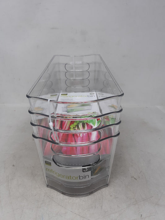 Set of 4 Smart Design Stackable Clear Refrigerator Storage Bin 5" x 5" x 15"