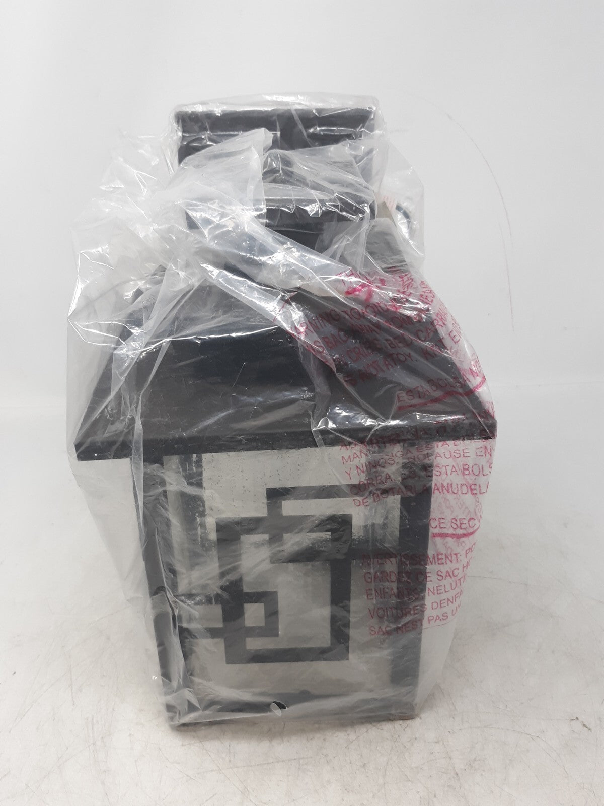 Modern Outdoor Wall Lantern Light Fixture Black Geometric Glass Sconce