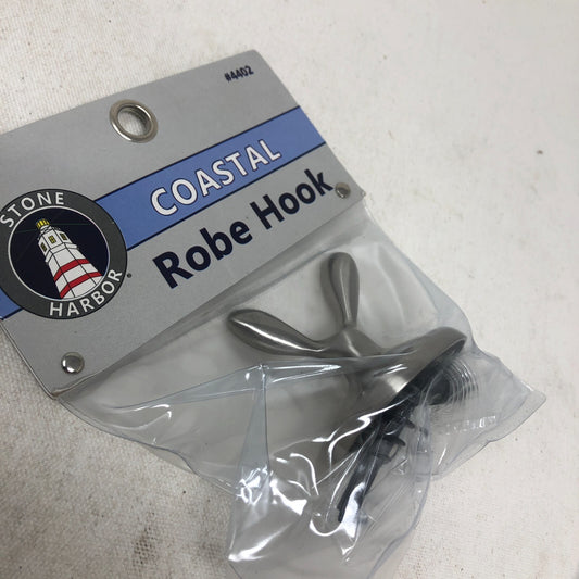 Stone Harbor-Coastal Robe Hook for Bathroom Satin Nickel Part #4402
