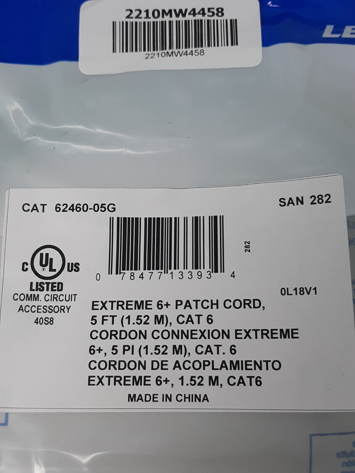 Lot of 10 Leviton Cat 6 Green 5' Ethernet LAN Patch Cord 62460-5G
