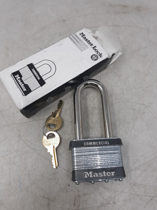 Master Lock 5KALJ Commercial Keyed Padlock – Long Shackle, Laminated Steel