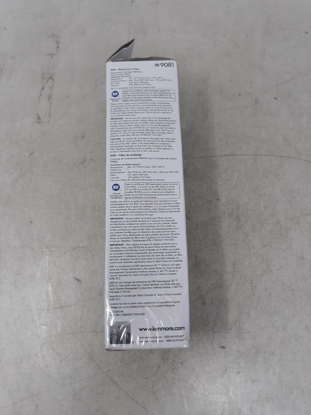 Kenmore 469081 Refrigerator Water Filter - White
