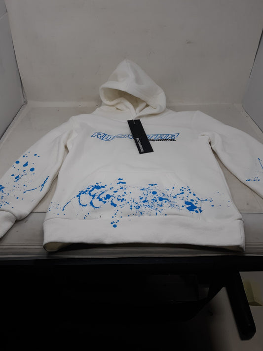 Rockstar Original Hoodie White Blue Splatter Size 8
