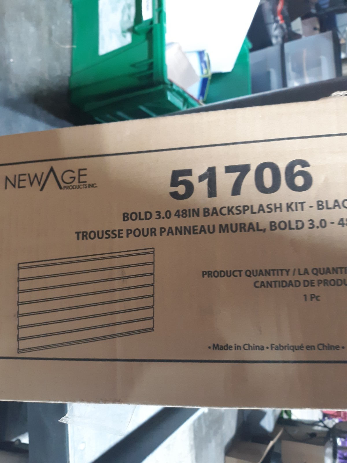 NewAge 51706 BOLD 3.0 48in Backsplash Kit Black Garage Wall Panel