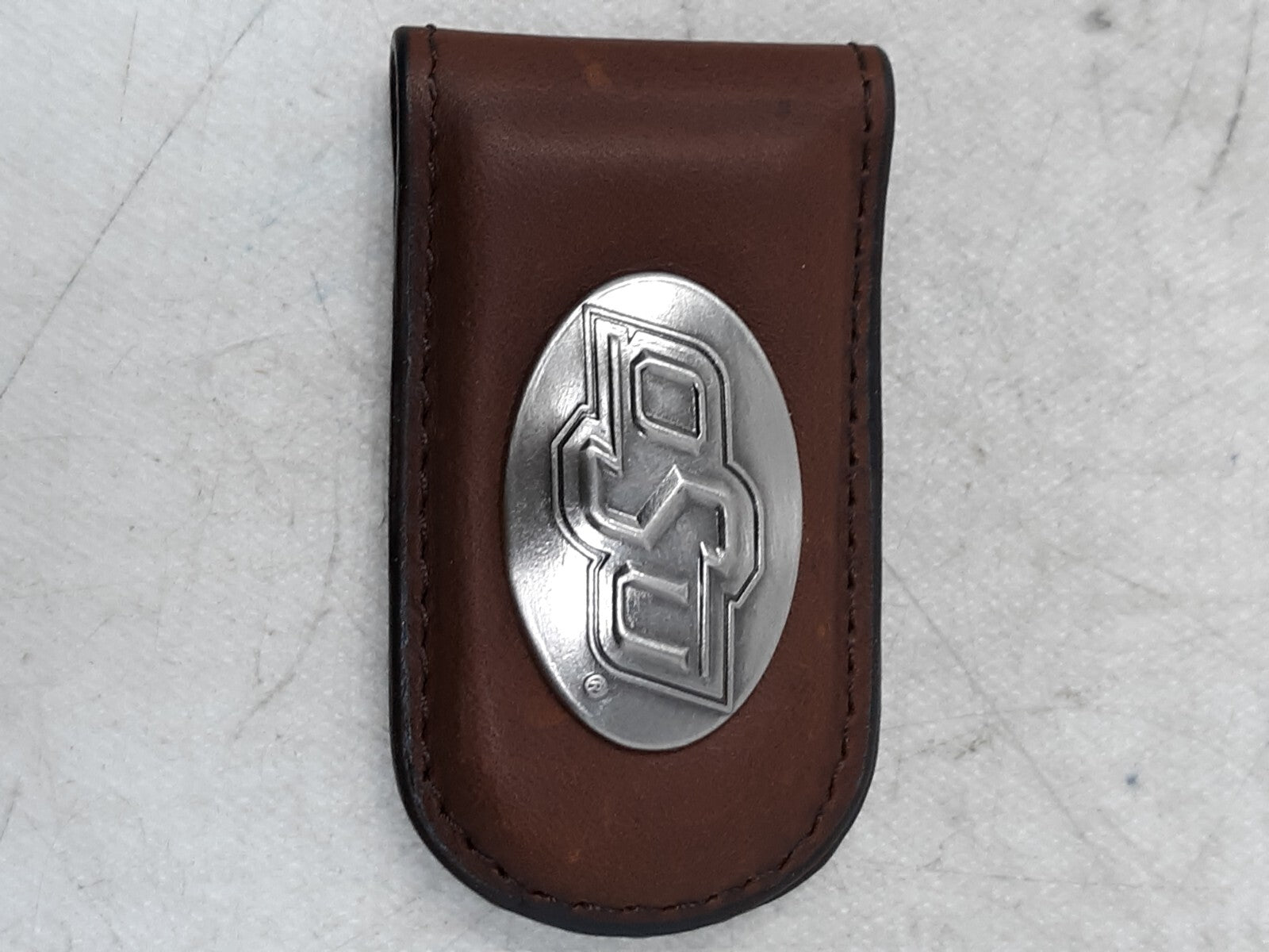 Oklahoma Sooners Genuine Leather Money Clip - Brown Magnetic