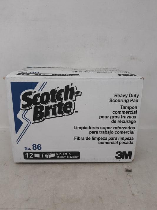Scotch-brite Commercial Heavy-Duty Scouring Pad, Green, 6 x 9, 1 Dozen (MMM86)