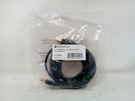 Monoprice USB 2.0 Cable - 15 Feet - Black | USB Type-a Male to USB Type-B Male