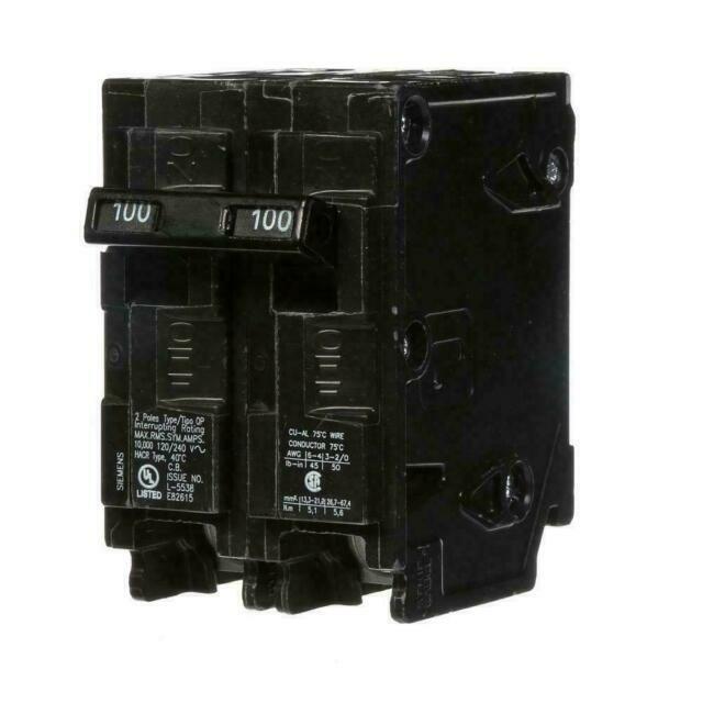 Siemens Q2100 100A 2-Pole Circuit Breaker 120/240V 10kA