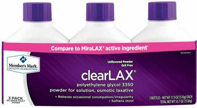 Member's Mark ClearLAX Polyethylene Glycol 3350 Powder, 17.9 oz., 3 pk