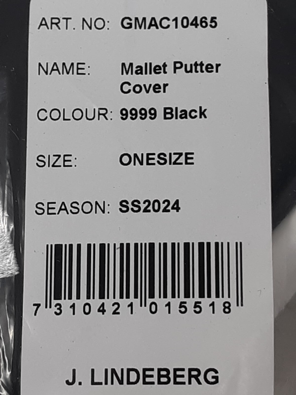 J. Lindeberg Mallet Putter Cover GMAC10465 Black Golf Club Headcover SS2024