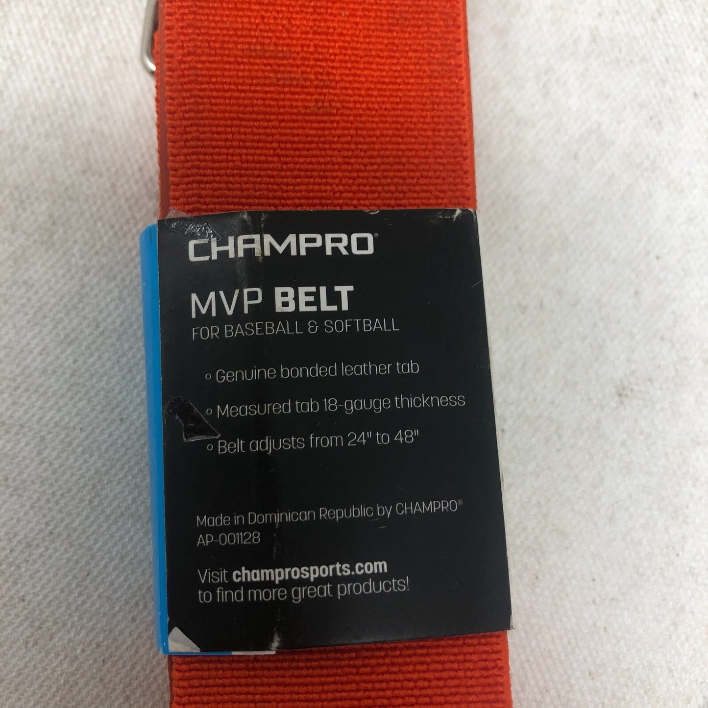 Champro Adult MVP Leather Baseball Belt - Orange 1.5 Wide
