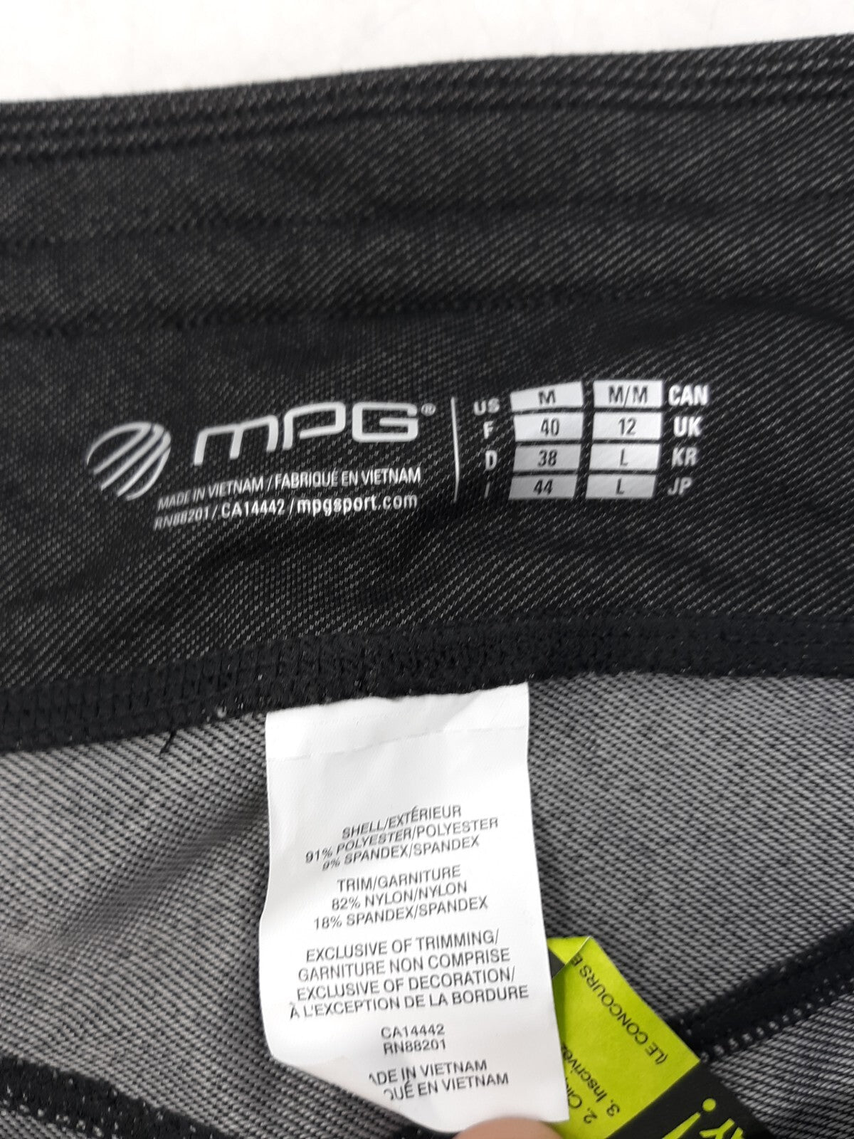 MPG Method Men's Black Athletic Leggings Size M Moisture-Wicking Stretch Fit