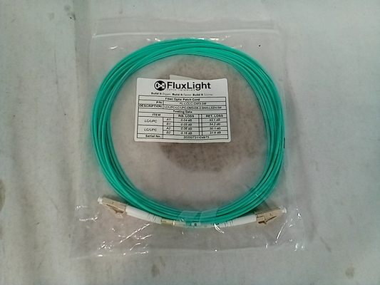 Flux light fiber optic patch cord, teal color