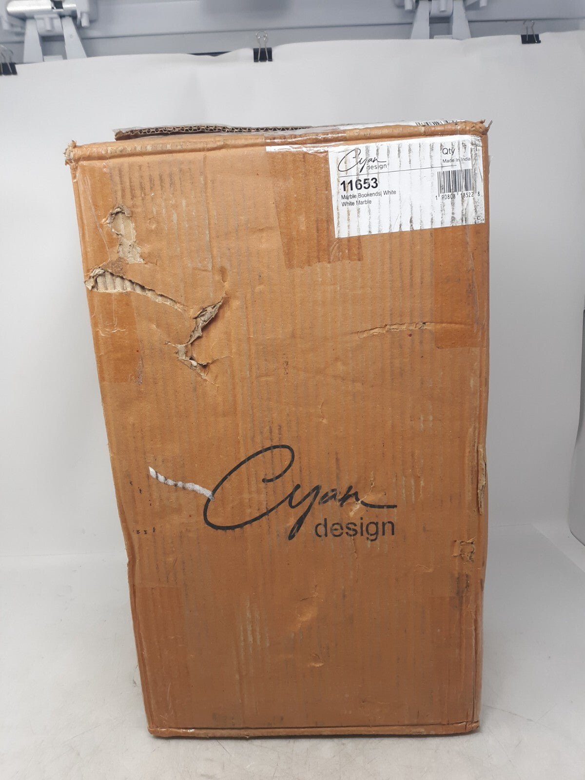 Cyan Design 11653 White Marble Bookends Set | Sculptural Layered Modern Decor