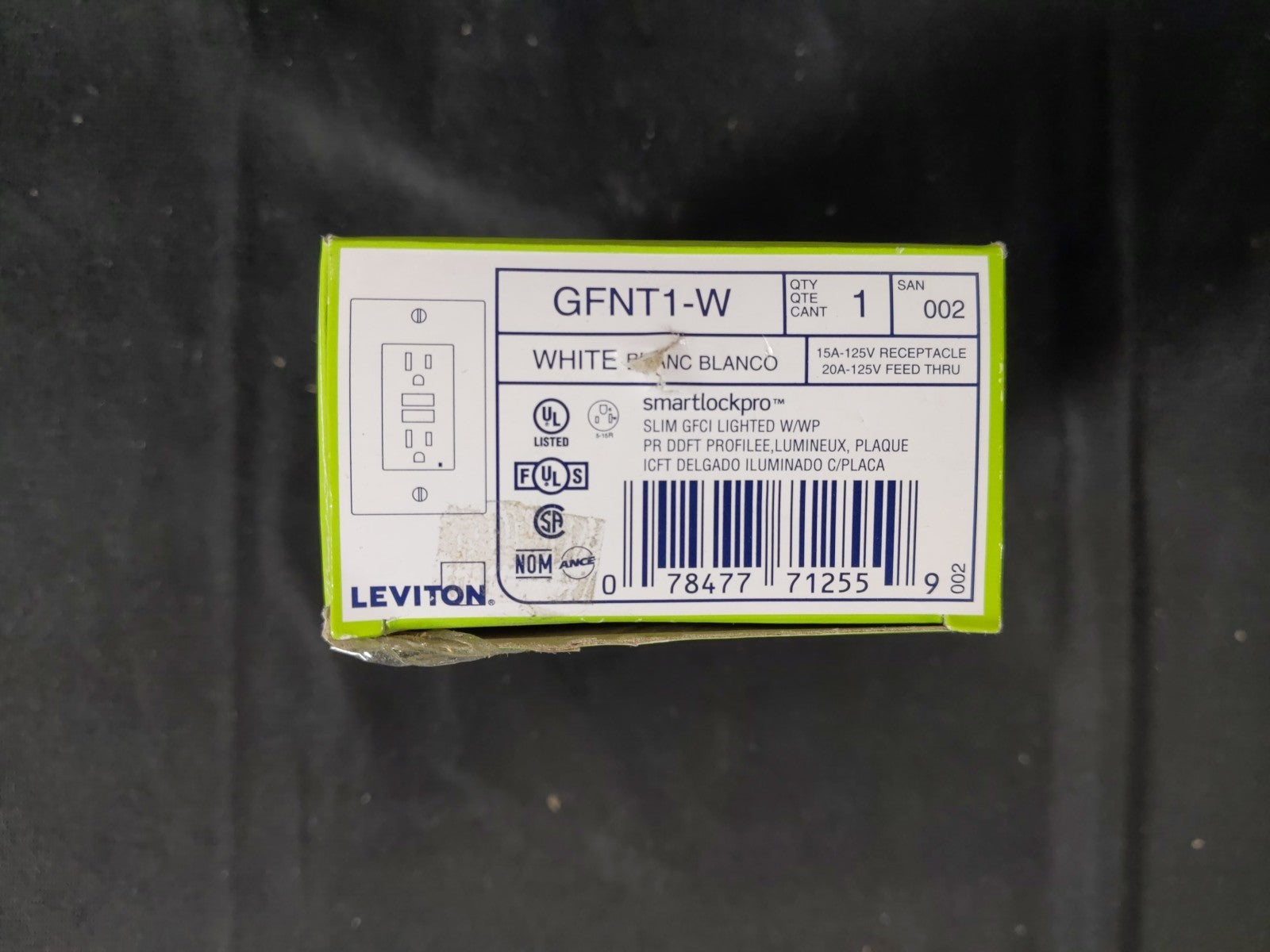 Leviton SmartlockPro Self-Test Slim GFCI Receptacle Outlet White 15A GFNT1-W