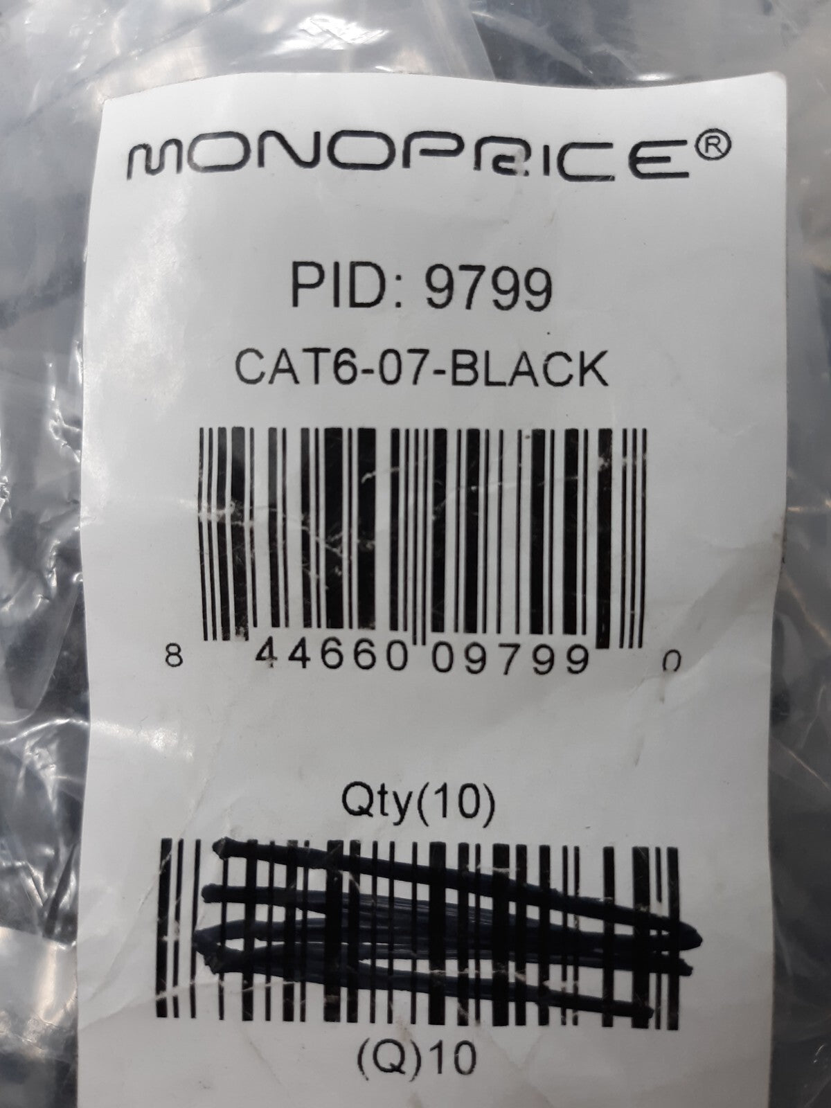 Monoprice Cat6 7ft Black 12-Pk Patch Cable UTP 24AWG 550MHz Lot of 10