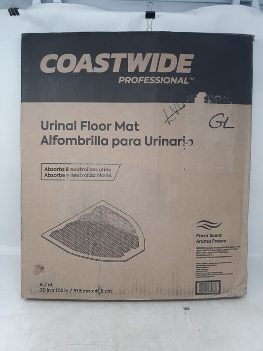 Coastwide Professional™ Urinal Floor Mat, FRESH SCENT 17.5" x 20.5", Black, 6/CT