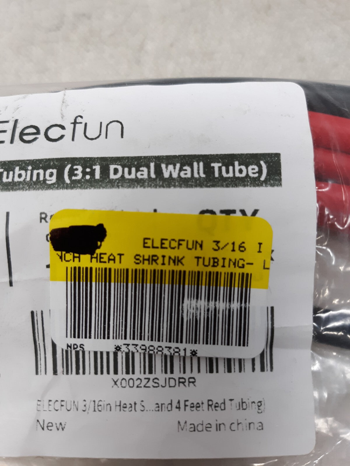 Elecfun Premium Heat Shrink Tubing 3:1 Dual Wall Tube 3/16" - 10"