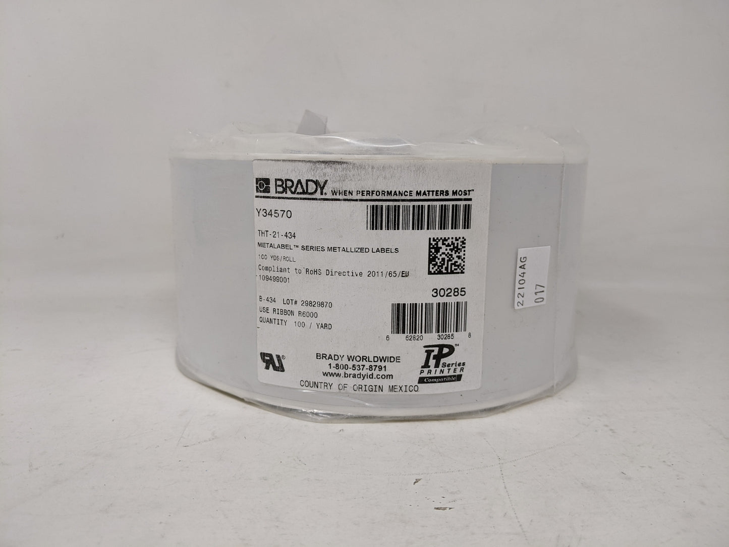 Brady Metalabel Series Metallized Labels - 100 Yards