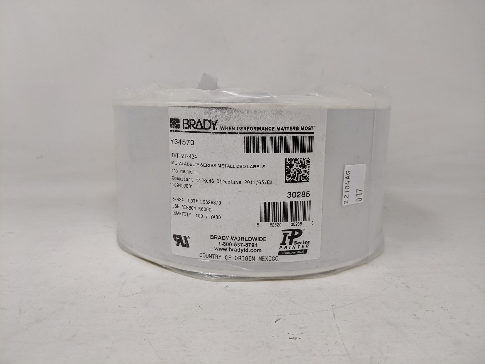 Brady Metalabel Series Metallized Labels - 100 Yards