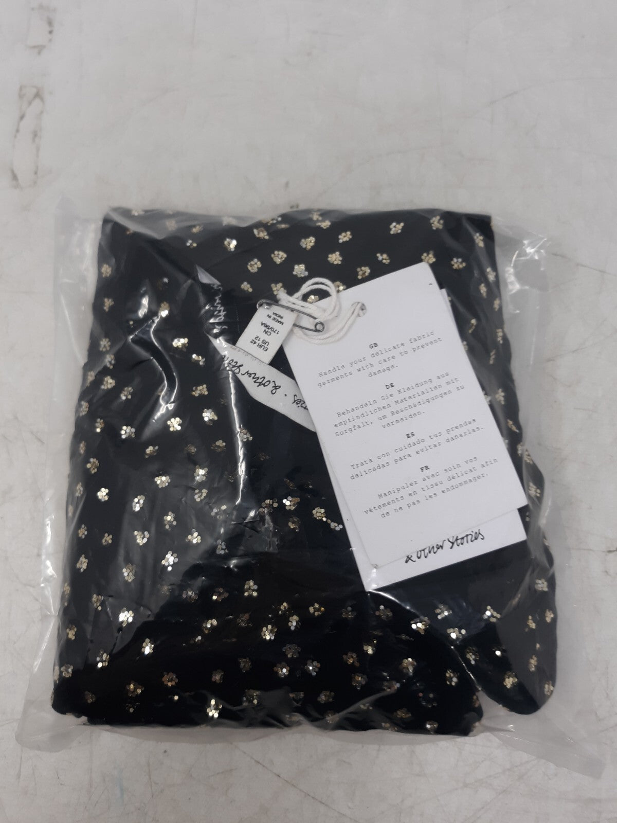& Other Stories Black Gold Sequin Embellished Long Sleeve Blouse Size 12