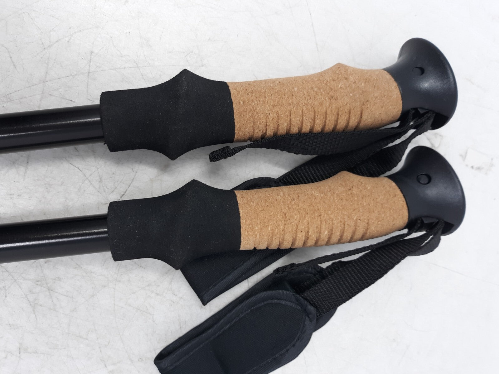 Adjustable Hiking Trekking Poles, Aluminum, Cork Handle, Black/Red (Pair)