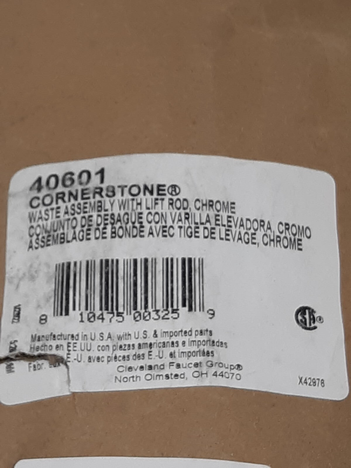 Cleveland Faucet Group Waste Assembly with Lift Rod Chrome 40601 Cornerstone