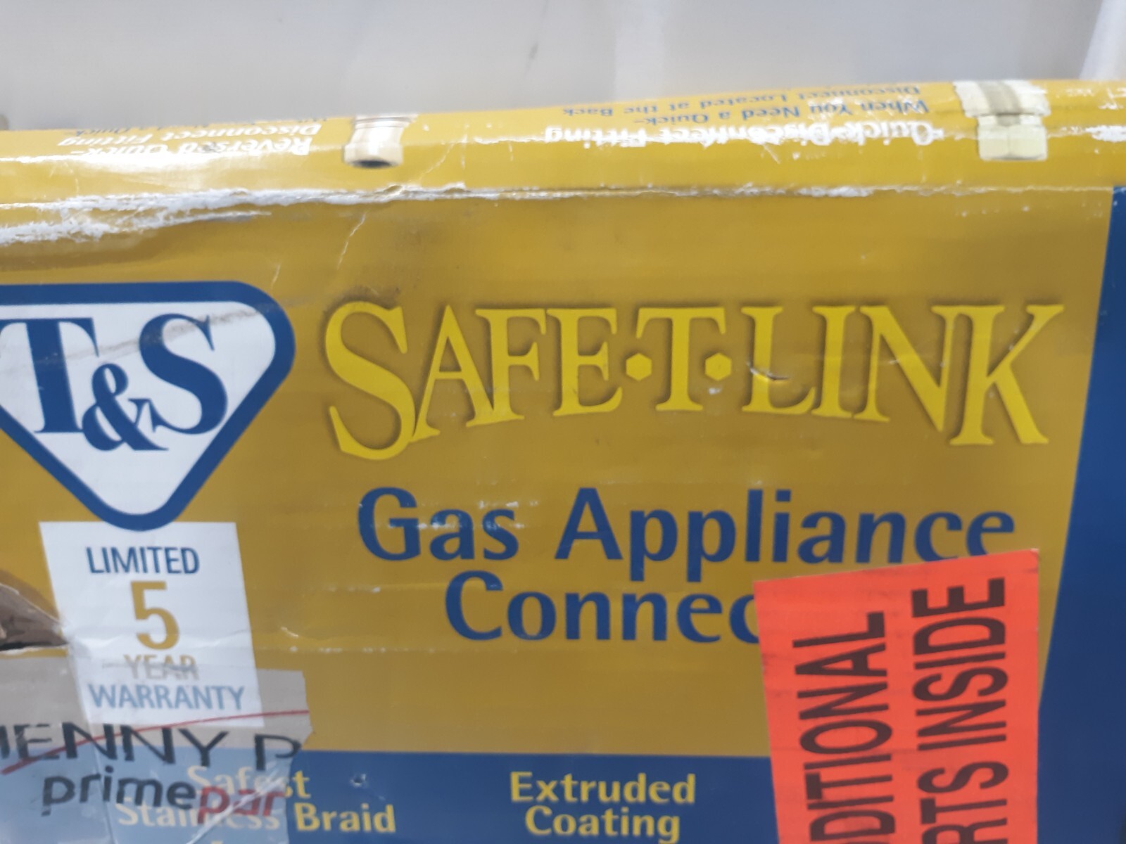 T&S BRASS 2 PIECE QUICK DISCONNECT GAS HOSE APPLIANCE CONNECTOR KIT HG-4D-48SK