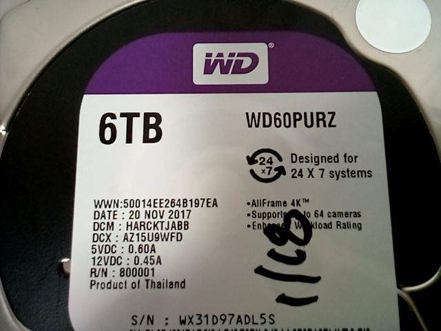 Western Digital WD Purple surveillance hard drive WD60PURZ 6TB