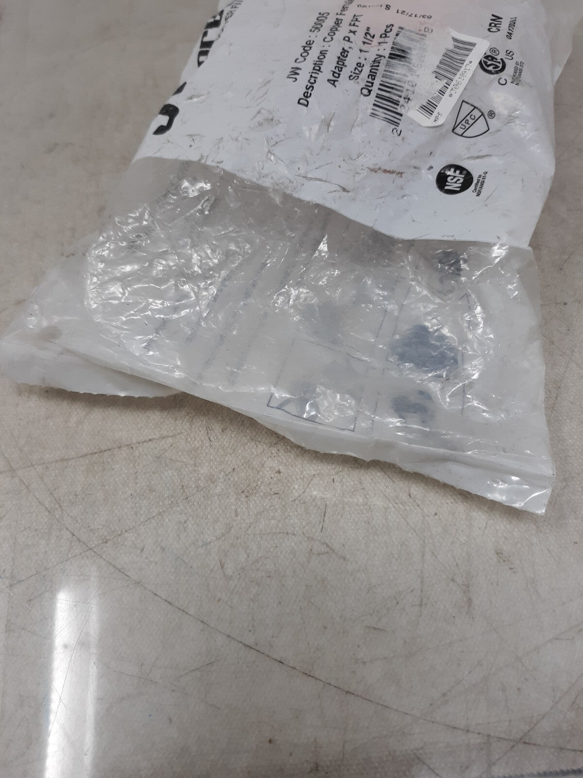 JW Press Copper Fittings 1-1/2" Press x Female Copper Adapter