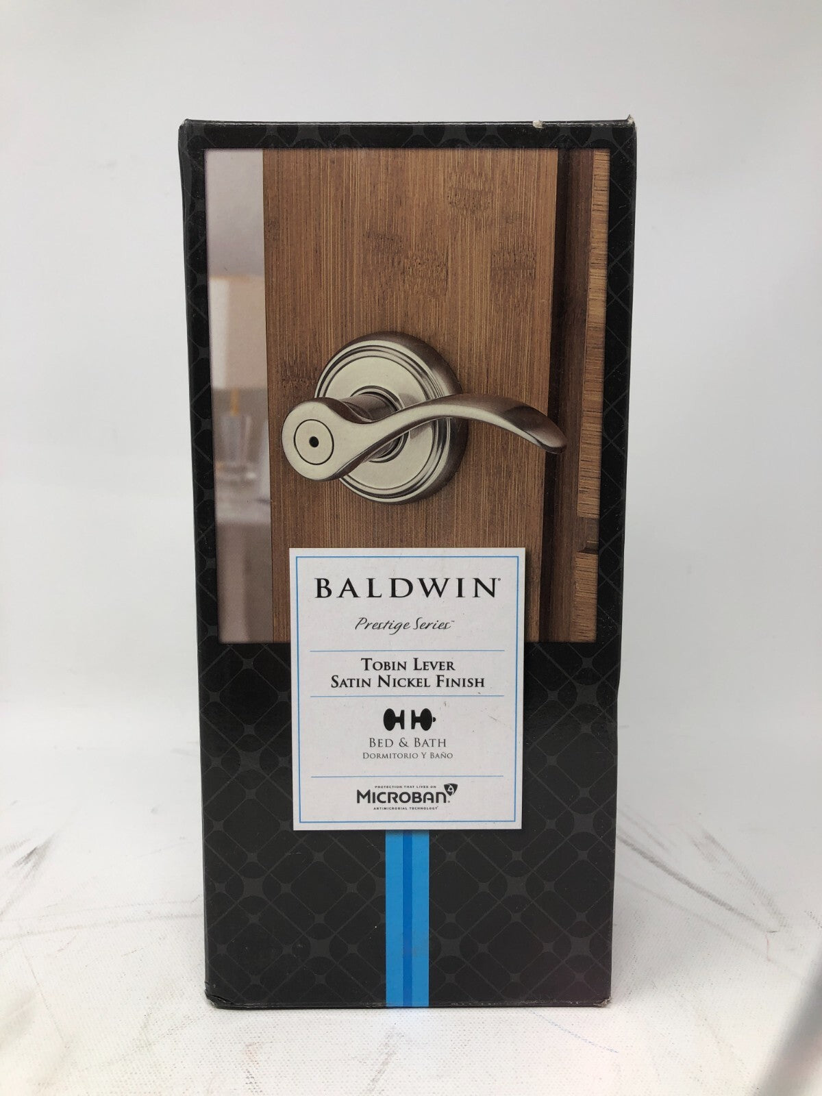Baldwin Prestige Series Tobin Level ~ Bed & Bath Door Handle, Satin Nickel