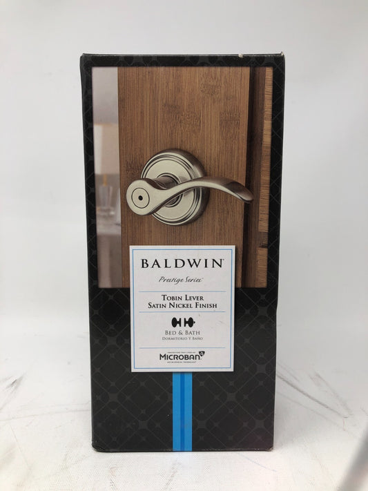 Baldwin Prestige Series Tobin Level ~ Bed & Bath Door Handle, Satin Nickel
