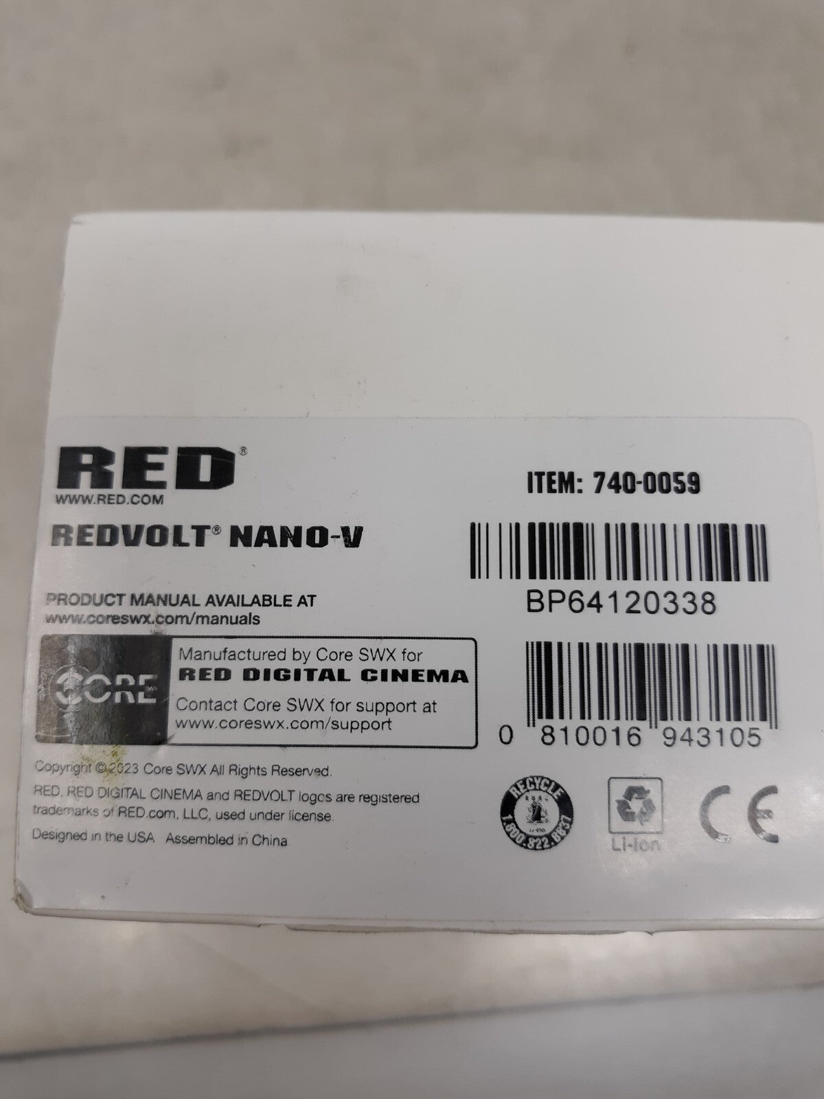RED DIGITAL CINEMA REDVOLT NANO-V 49Wh Battery for KOMODO-X (V-Mount)