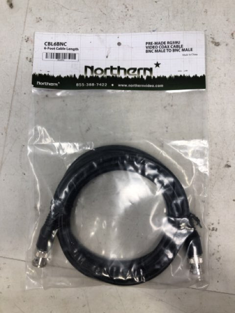 Northern CBL6BNC 6ft Video Coax Cable BNC Male to Male Black Lot of 6