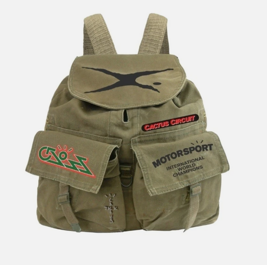 Travis Scott Cactus Jack Canvas Motersport Backpack / Knapsack