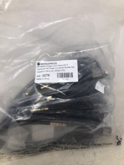 MONOPRICE 3ft 18AWG Power Cord Cable 10A NEMA 5-15P to IEC 60320 C13 Black