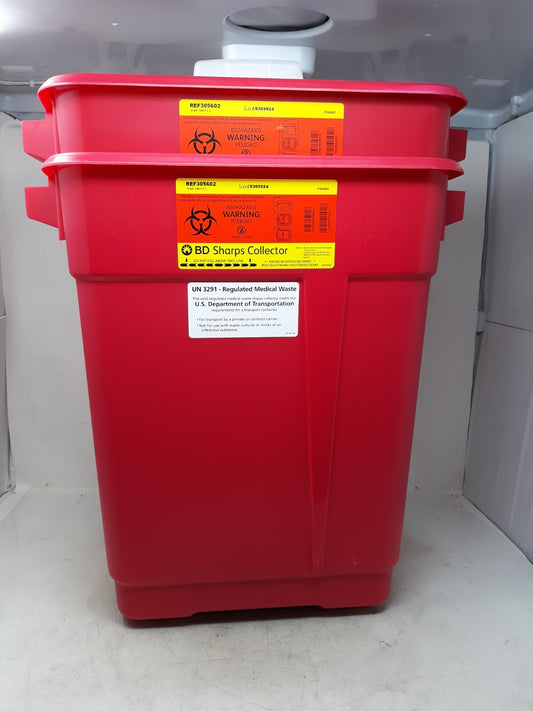 BD X-Large Red Sharps Collector W/Slide Top, 19 gal, 26.25" x 20" x 14", 5/Case