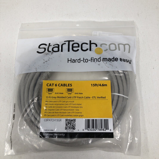 StarTech.com Cat6 Cables 15ft RJ45 Male To RJ45 Male 