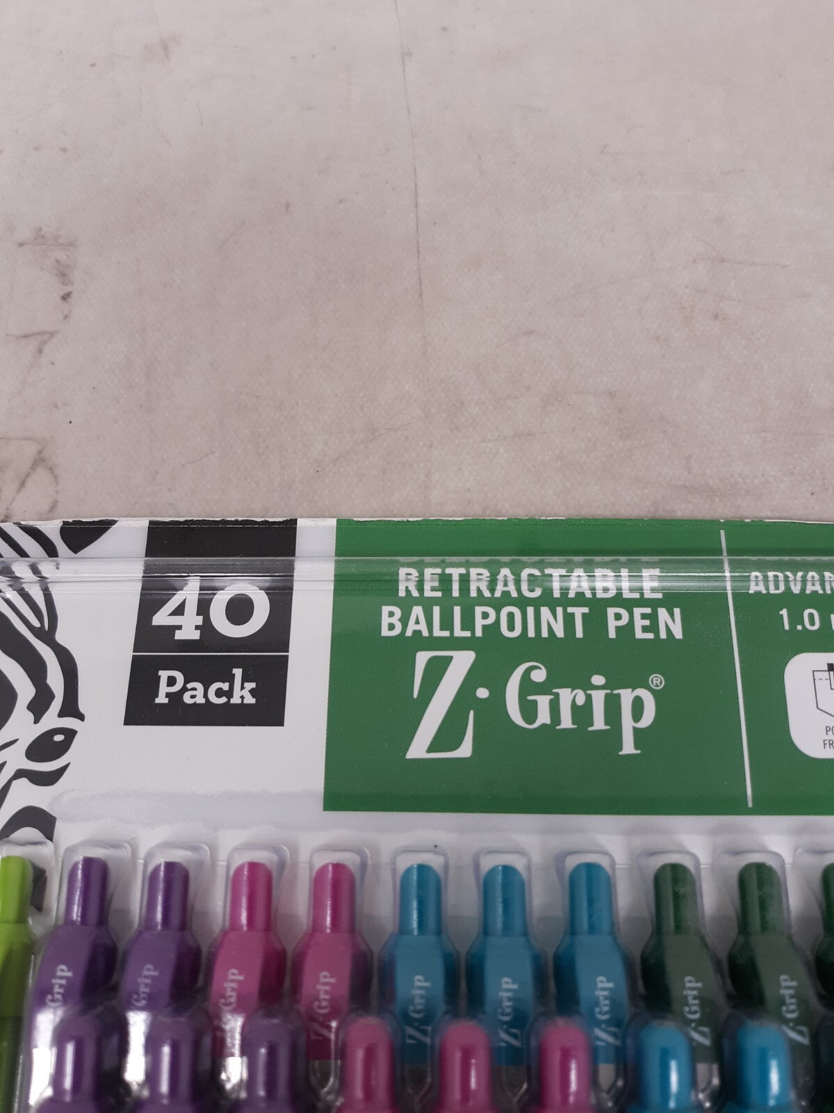 Zebra Z-Grip Retractable Ballpoint Pen Medium Point 40 Pack Assorted Colors 1mm