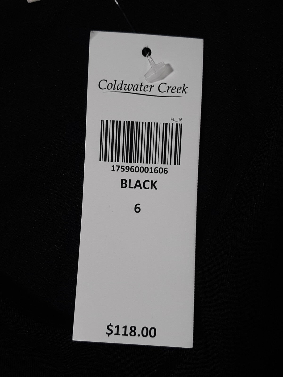 Coldwater Creek Women's Black Stretch Dress 3/4 Sleeve Size 6
