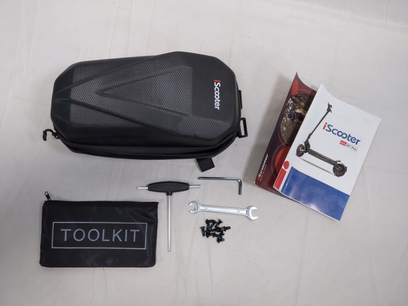 iscooter naix7 pro bag case attatchment for front with toolkit and instructions