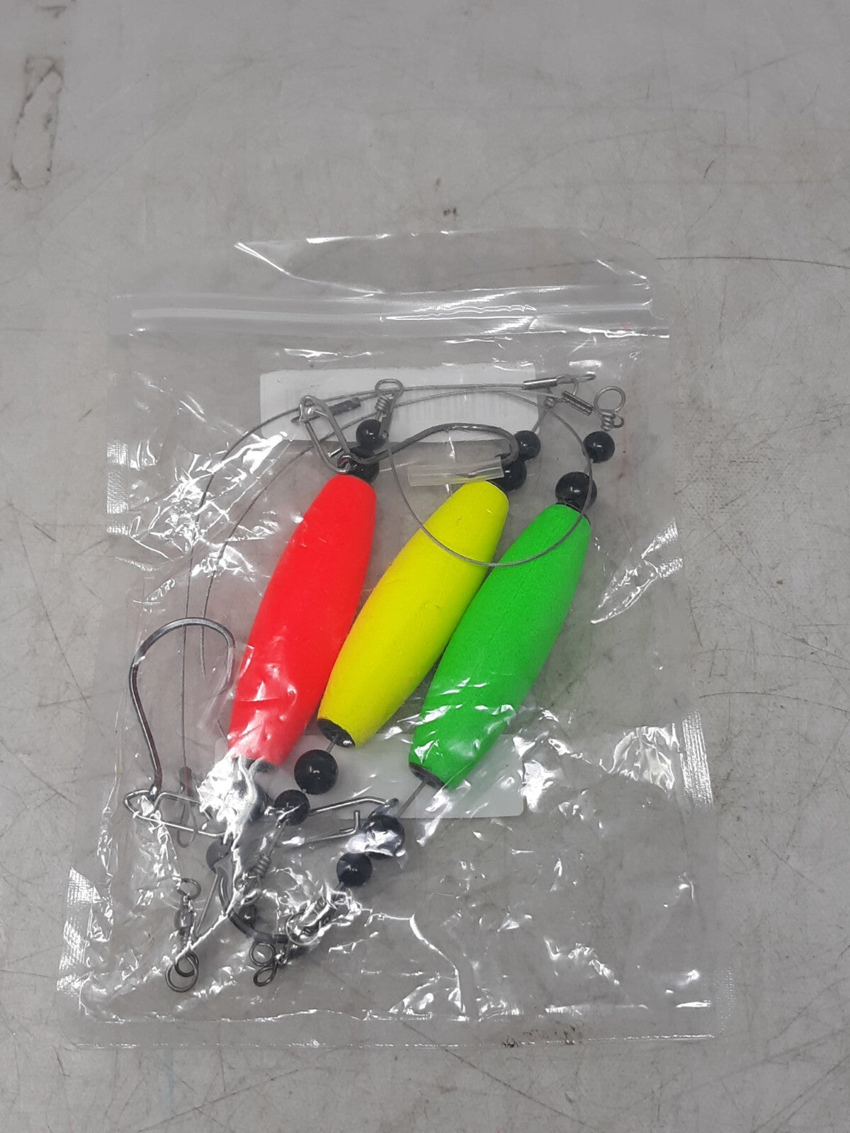 Unbranded 3pc EVA Foam Fishing Floats 6/0 Hook Rigs – Red Yellow Green