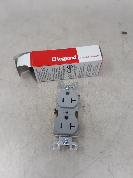 Pass & Seymour Legrand TR5352-GRY Duplex Receptacle, 20A, 125V, Gray
