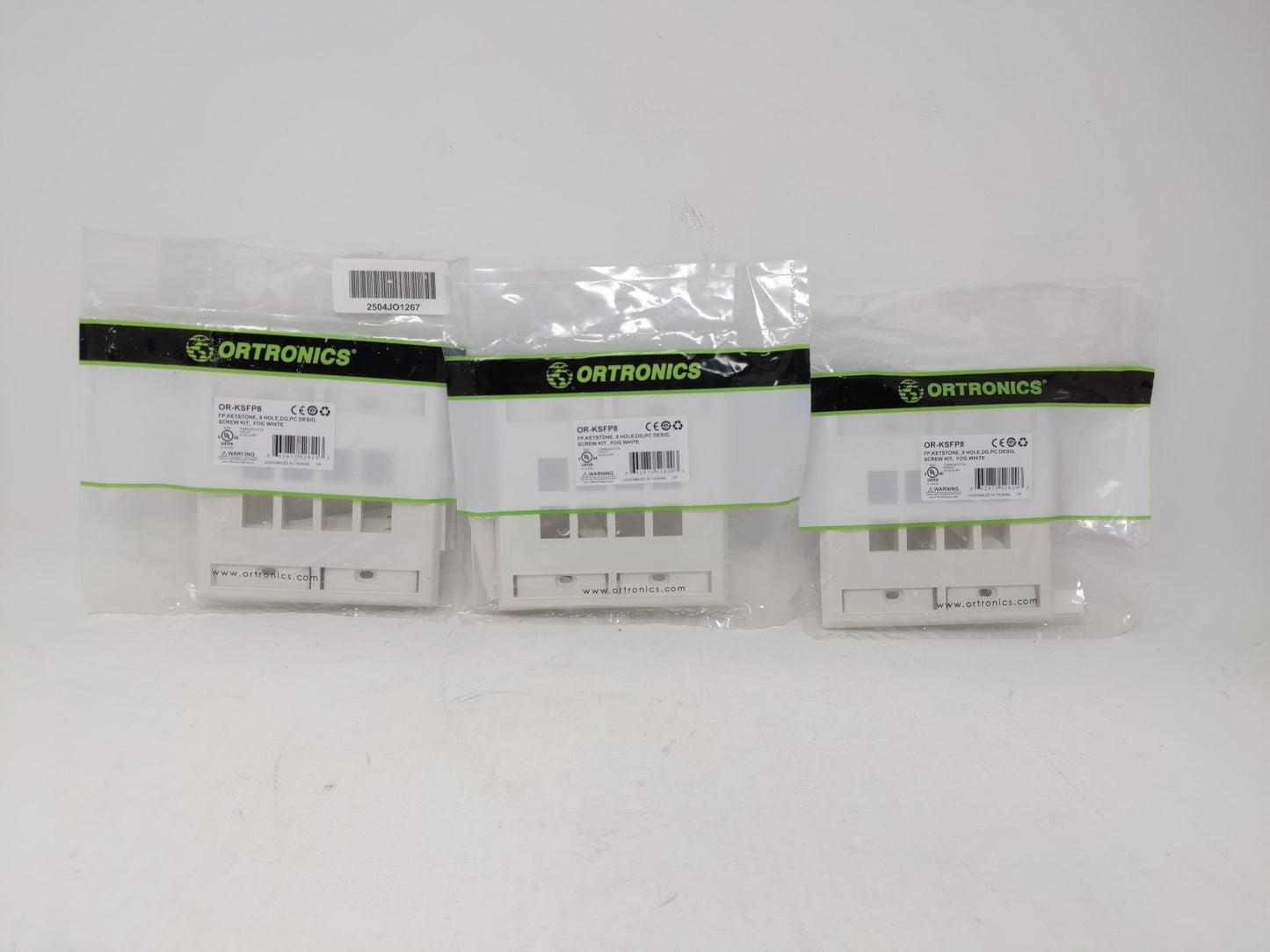 Ortronics (3 pack) OR-KSFP8 Dual 2-Gang 8-Port Wall Plate, Fog White