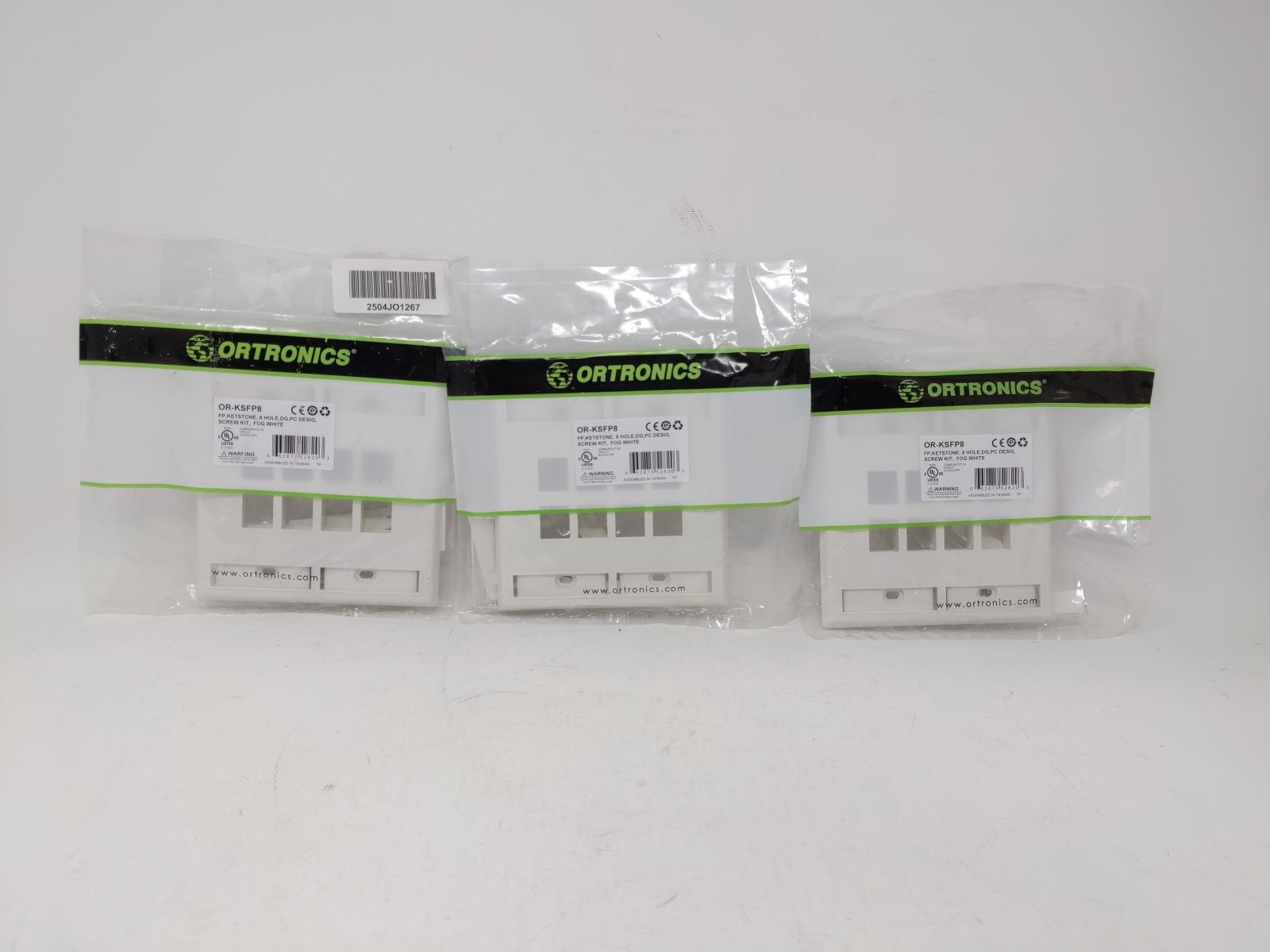 Ortronics (3 pack) OR-KSFP8 Dual 2-Gang 8-Port Wall Plate, Fog White