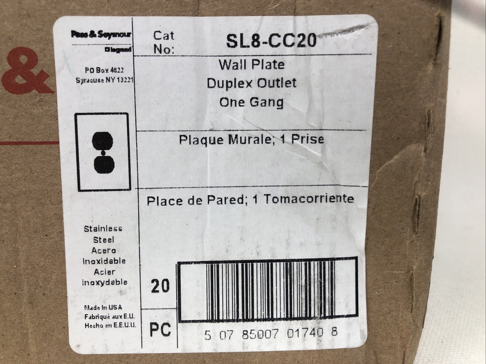 (20 PACK) LEGRAND PASS & SEYMOUR METAL WALL PLATE 1 GANG DUPLEX SL8-CC20