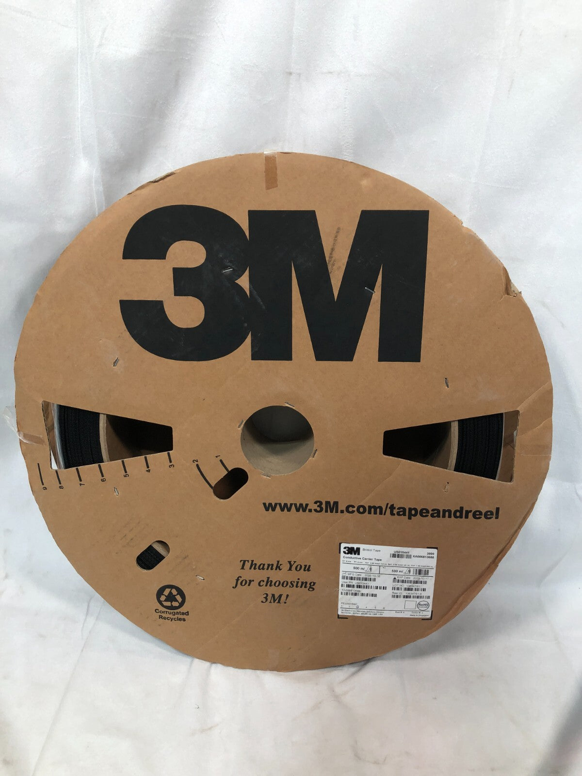 3M Polycarbonate Carrier Tape ~ Model 3000 Conductive Carrier Bristol Tape, 500m